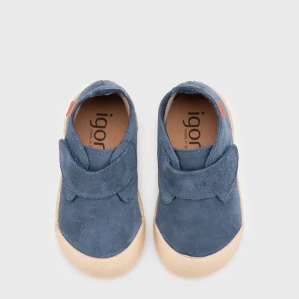 Bota de criança em couro com palmilha removivel azul jeans Tui Igor