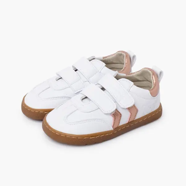 sapatos criança confortáveis com espaço para o movimento dos dedos pisamonas bronze e branco