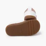 ténis flexiveis com ponteira larga pisamonas cor branco e bronze