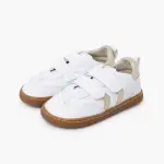 ténis flexiveis com ponteira larga pisamonas cor branco e dourado