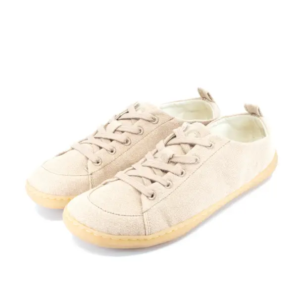 ténis minimalistas mukishoes confortaveis e com respirabilidade gaia bege