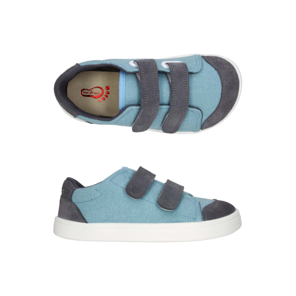 Calçado bar3foot respeitador com duplo velcro cor azul claro