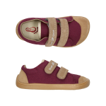 Calçado bar3foot respeitador com duplo velcro cor bordeaux vermelho