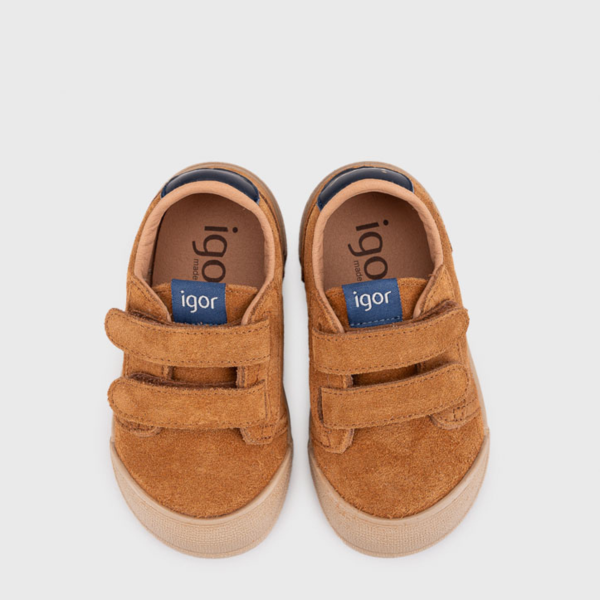 calçado infantil amarelo mostarda igor suede duplo velcro