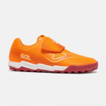 chuteiras futebol 11 junior barefoot orange sola flexível com velcro